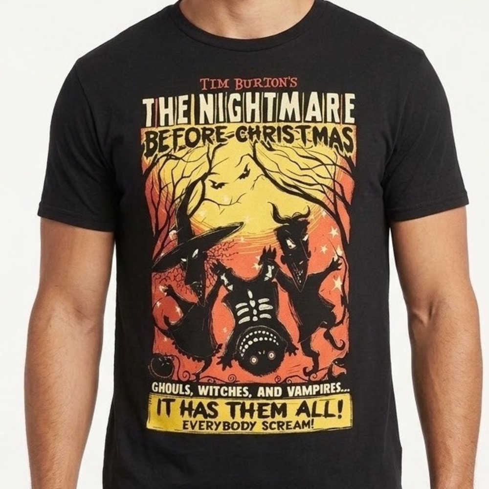 Disney Nightmare Before Christmas Shirt Adult Medium Black Graphic Tee Halloween